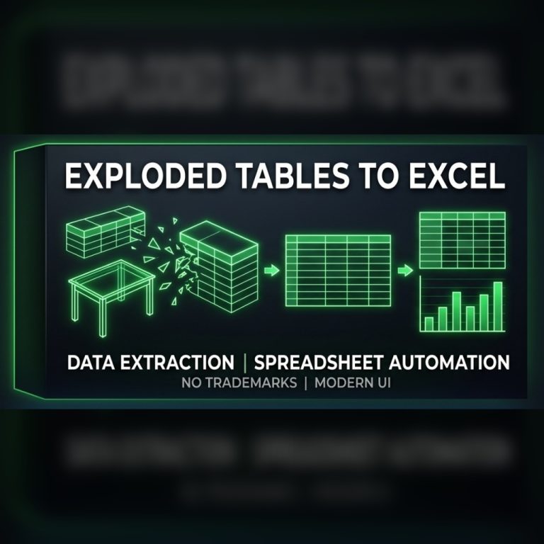 TabloAktar - Turn exploded AutoCAD tables into clean Excel sheets.